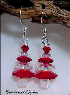 Red & Crystal AB 'Candy Cane' Christmas Tree Earrings #15