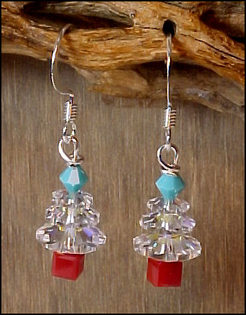 Southwestern Crystal Christmas Tree Earrings