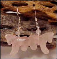 Rose Quartz Horse Earrings