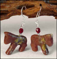Apple Jasper Horse Earrings