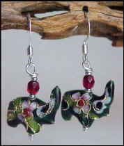 Cloisonne Green Elephant earrings
