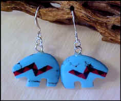 Zig Zag Inlaid Zuni Bears
