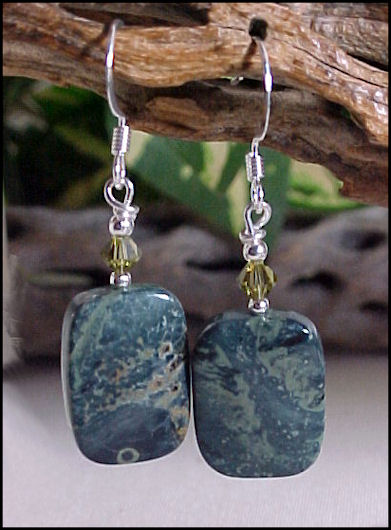 Kambaba Jasper Rectangle Earrings 