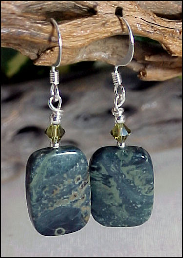 Kambaba Jasper Rectangle Earrings 