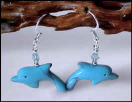 dark Turquoise Dolphin in silver