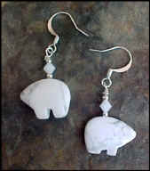 White Howlite Zuni Bears