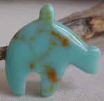 Turquoise light  Zuni Bear Pendant Bead
