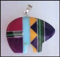 Inlaid Zuni Bear Pendant  #A 