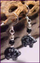 Small Snowflake Obsidian Zuni Bears 1012m7. 