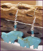 Large Turquoise Buffalo Earrings