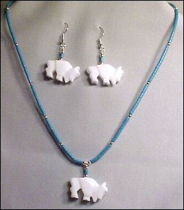White Buffalo Necklace and Earrings Set