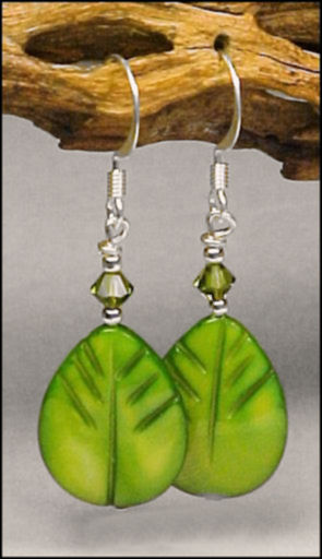 Mother of Pearl Moss Green Carved Leaf