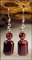 Red Tigereye Rectangle Earrings