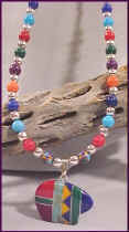 Multi Inlaid Zuni Bear Necklace style A
