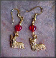 Gold Pewter Yorkie w/ red Heart ��1202Y4