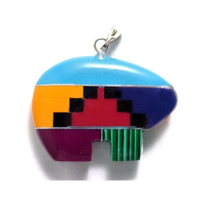 Inlaid Zuni Bear Pendant  #C 