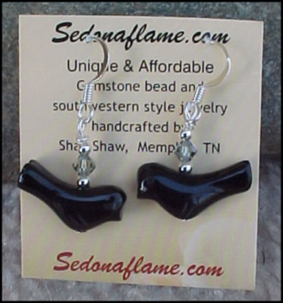 Black Onyx Birds in silver